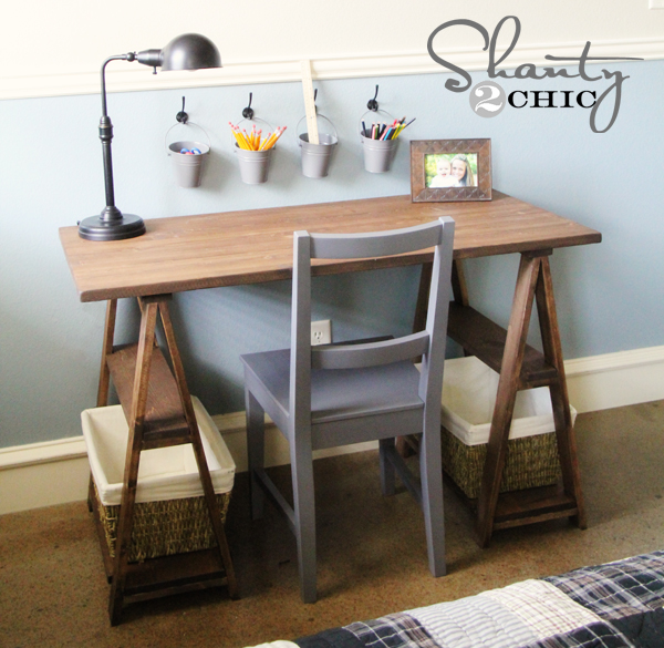Wood sawhorse desk diy