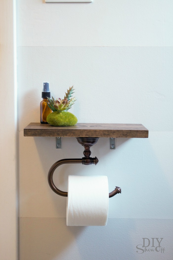 Wood shelf and toilet hanger paper