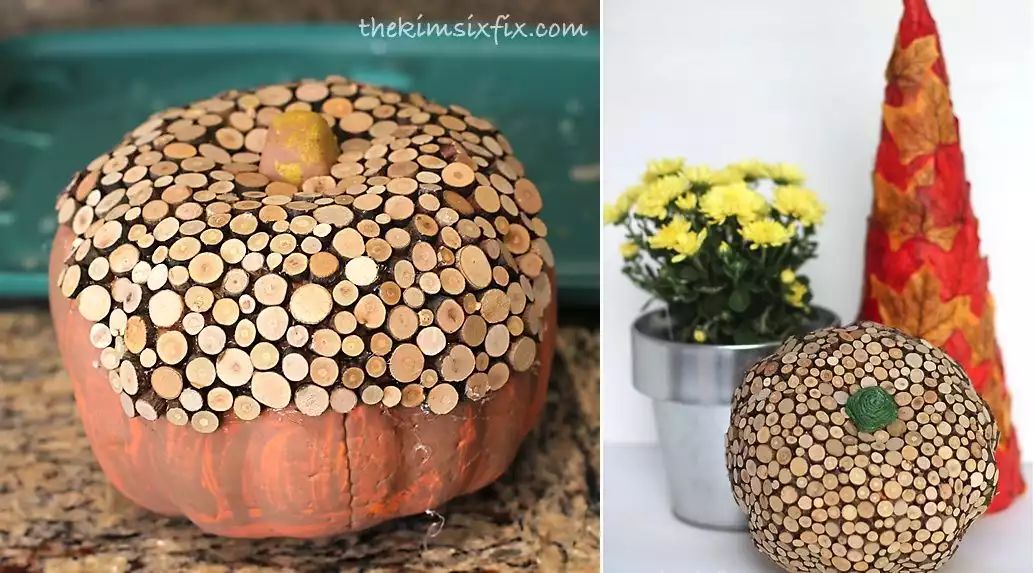 Wood slice pumpkin diy