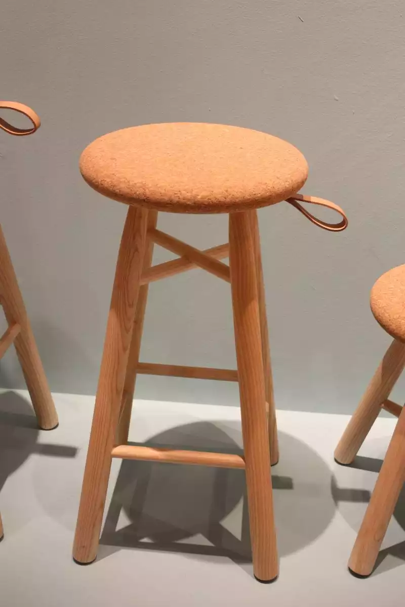 Wood stool with cork top