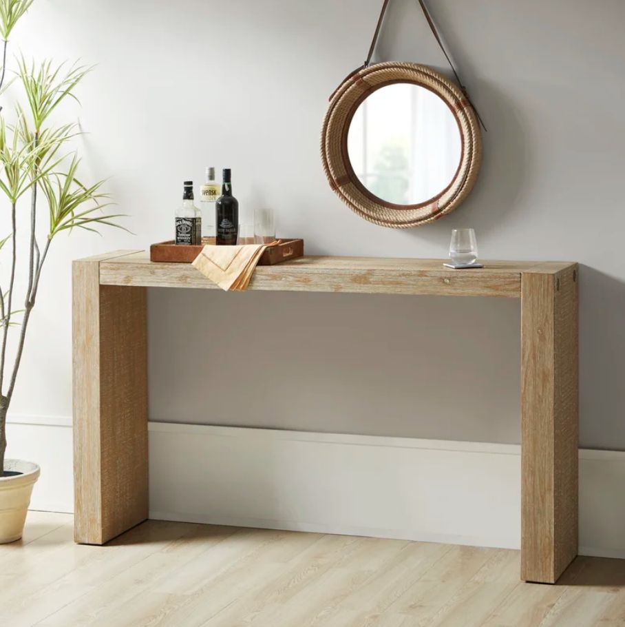 Wood waterfall console table