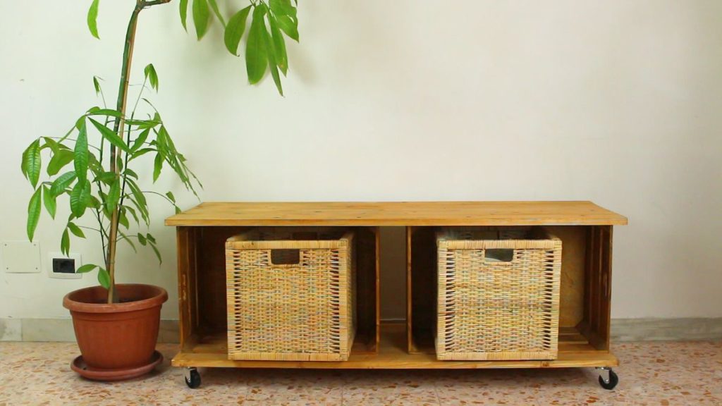 DIY furniture Wooden Crates Into A Storage Bench