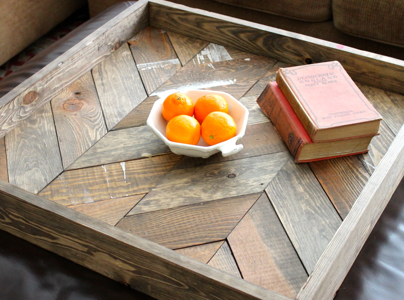 Wooden and rustic chevron tray