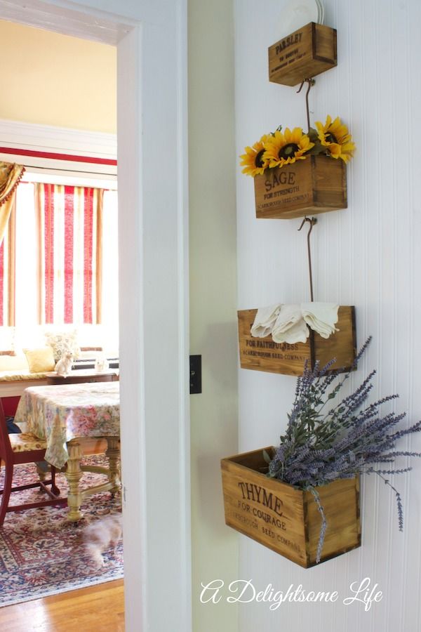 Wooden baskets on the wall