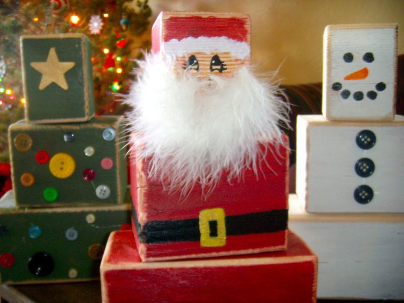 Wooden blocks christmas decor