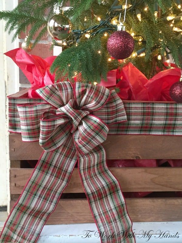 Wooden crate christmas tree base