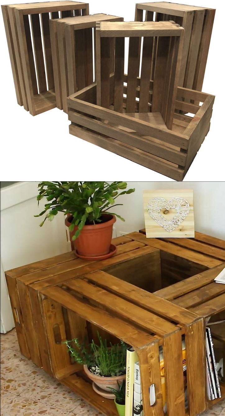 Wooden crates coffee table