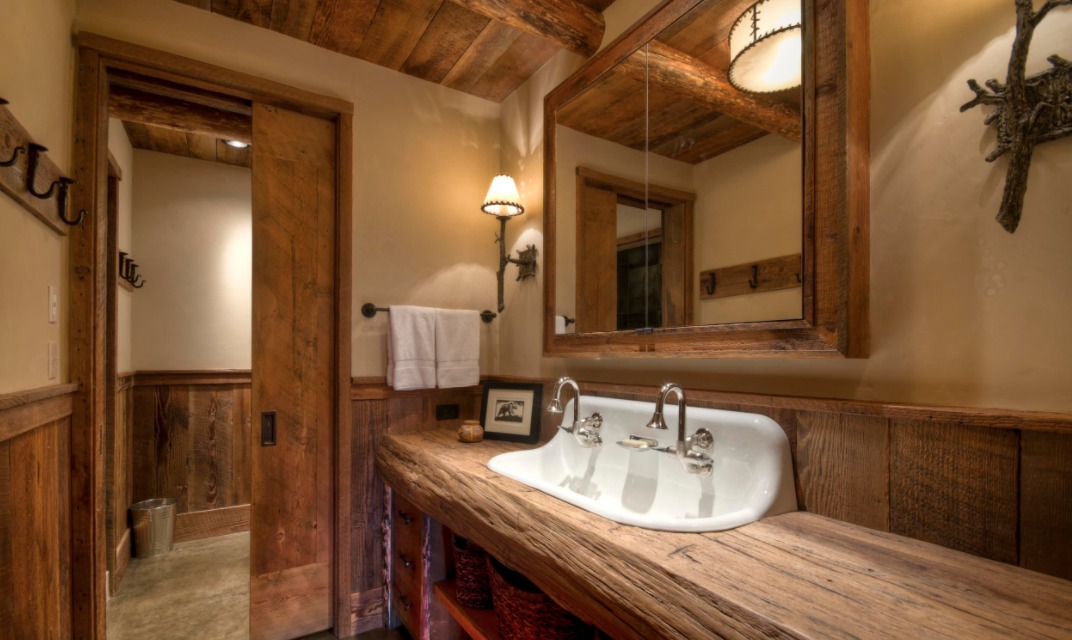 Wooden rustic decor bathroom