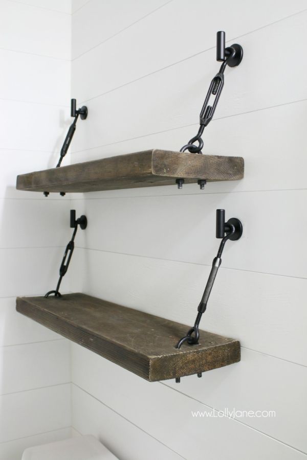 Wooden shelves with decorative corbels