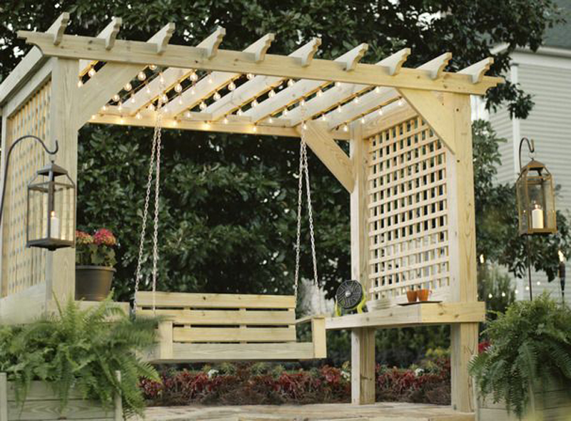 Wooden swing pergola