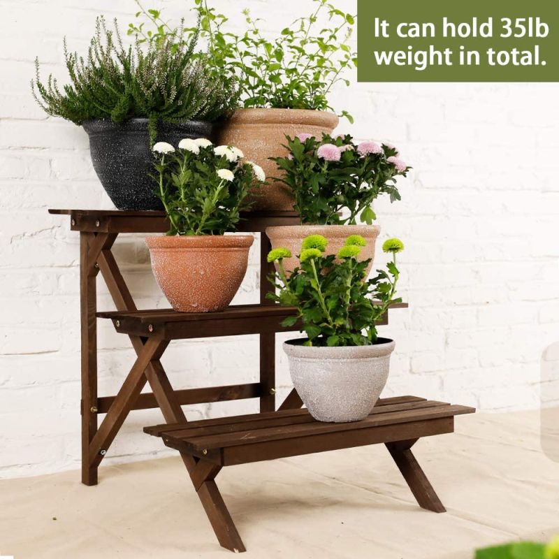 Worth Garden 3 Tier Wooden Plant Stand