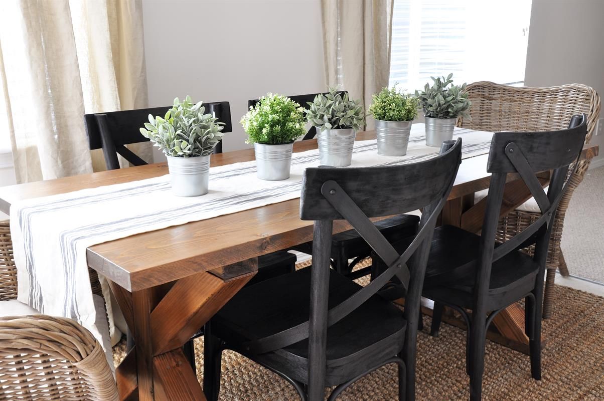 X base wood farmhouse table