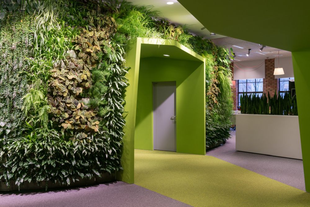 Yandex – Moscow Headquarters Entrance with Green Plants