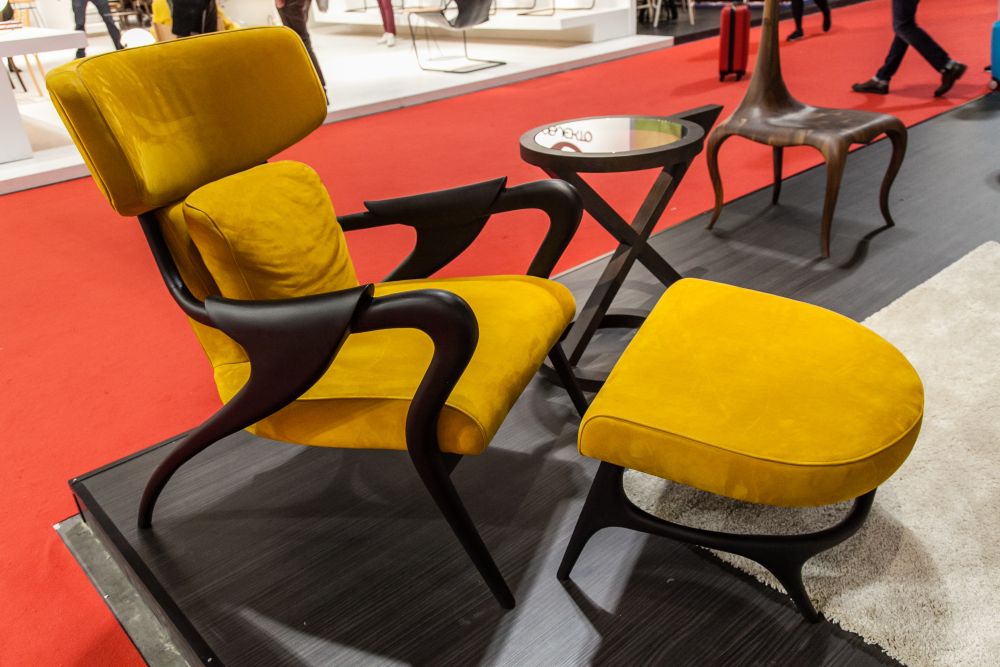 Yellow Isadora Chair with Ottoman
