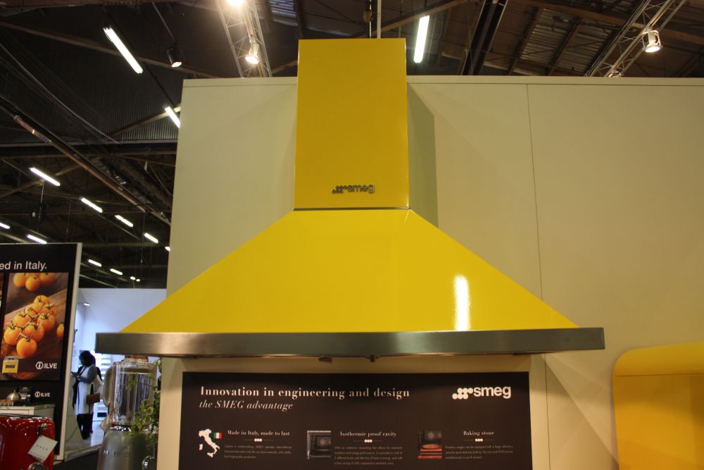 Yellow Smeg kitchen hood