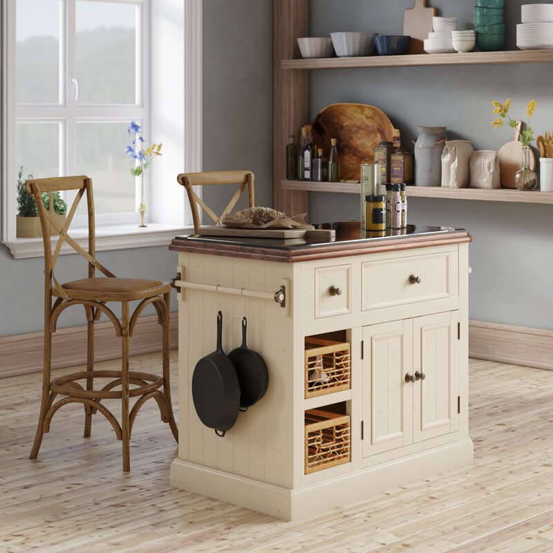 Zula Kitchen Island with Granite Top