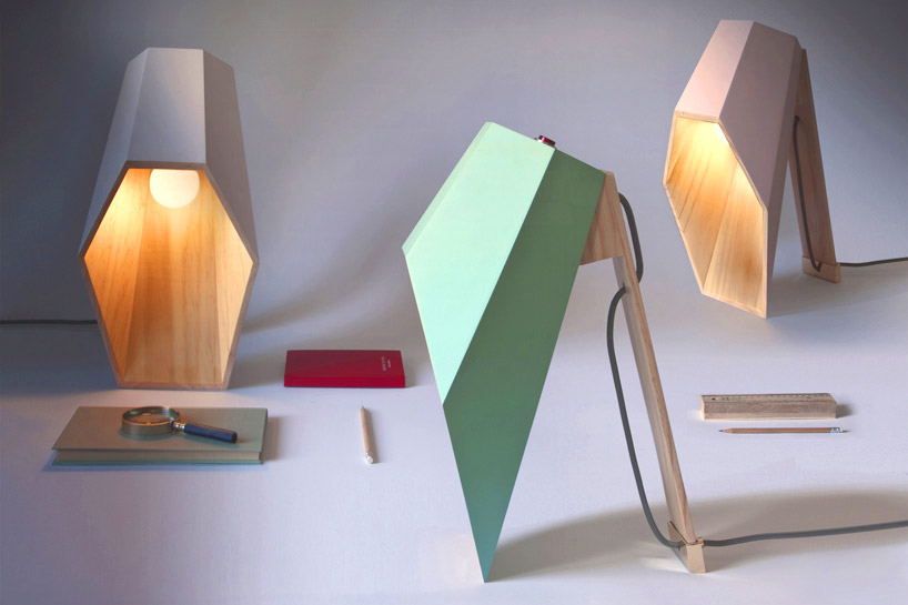 alessandro zambelli forms geometrical woodspot lamp