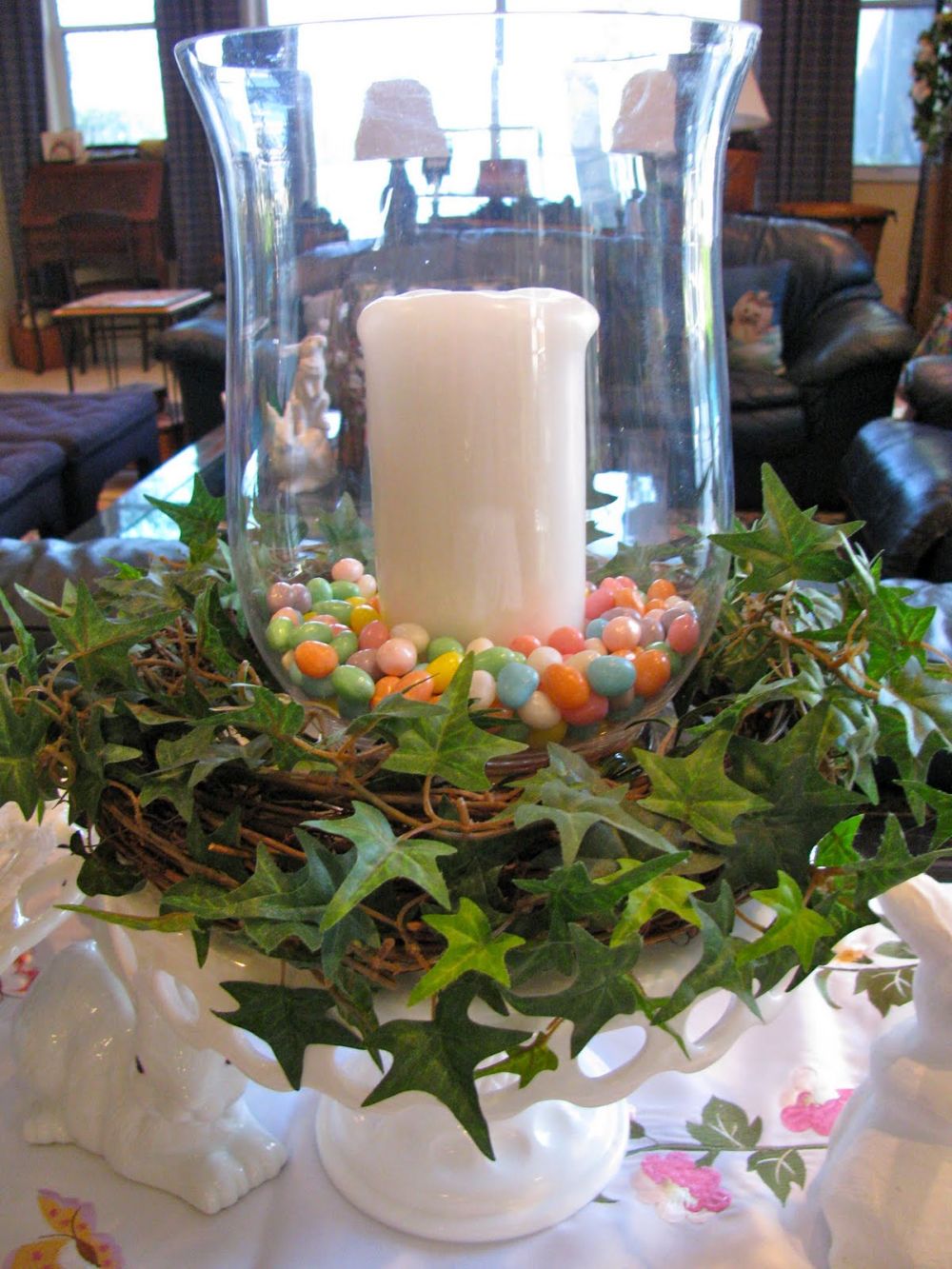 Apothecary jars for Easter Table design