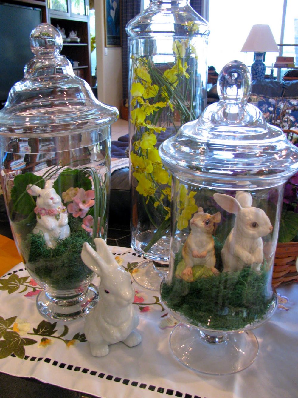 Apothecary jars for Easter Table