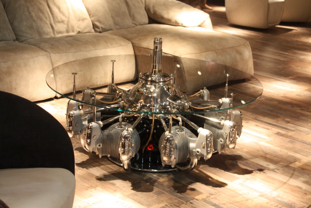 Arte in motion large engine coffee table industrial design