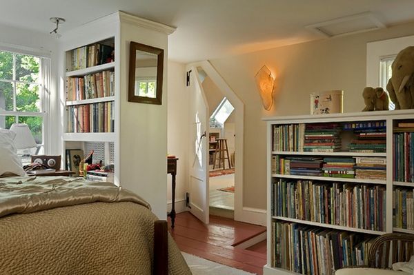 Attic room library decor
