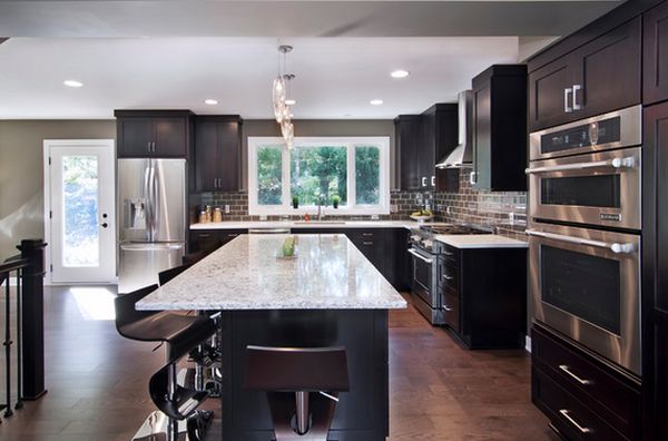 Back furniture and kitchen backsplash