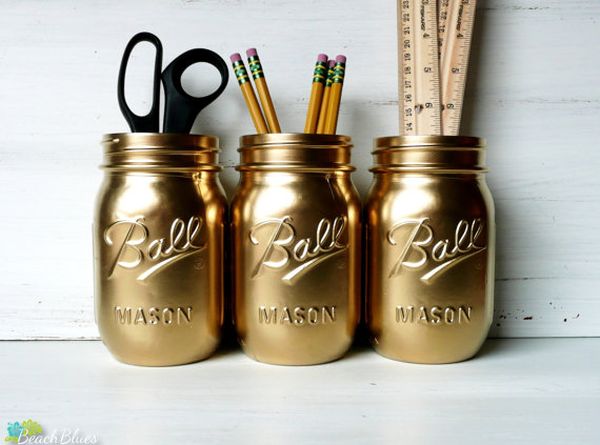 Back to school painted ball jars