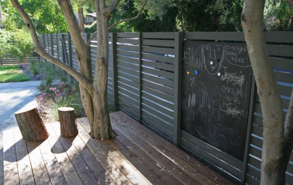 Backyard chalkboard fence