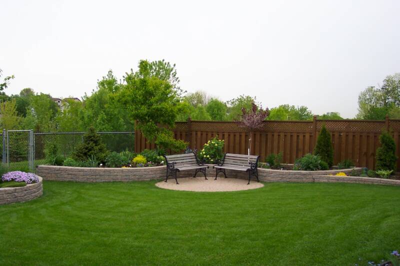 Backyard design plant grass around