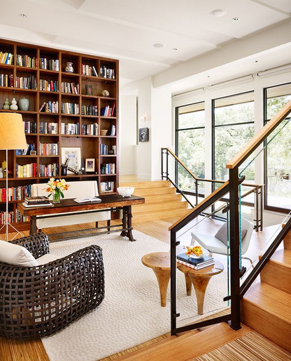 Bamboo stairs for home office sunken