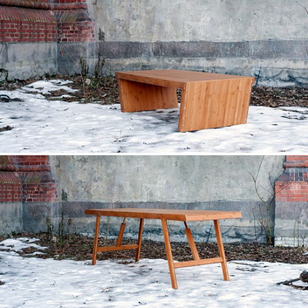 Bamboo table covertible
