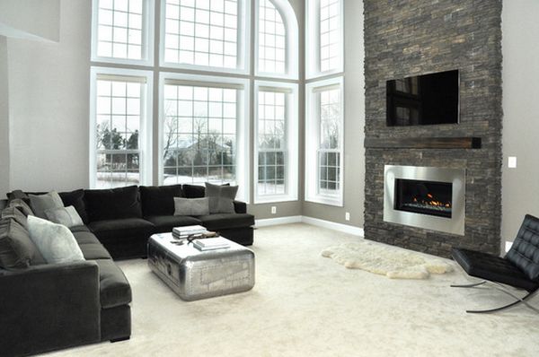 Barcelona armchair living room fireplace