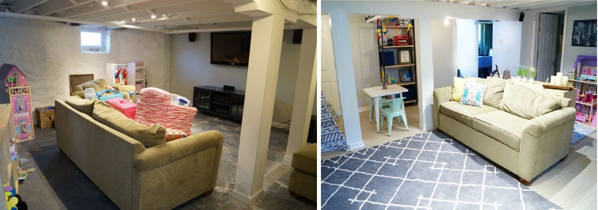 Basement challenge decor before and after