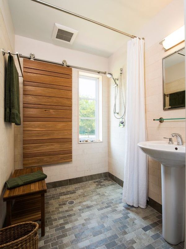 Bathroom barn sliding window panel
