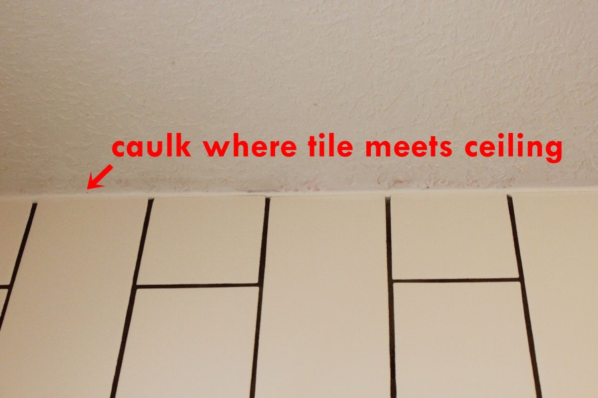 Bathroom caulk top ceiling silicone