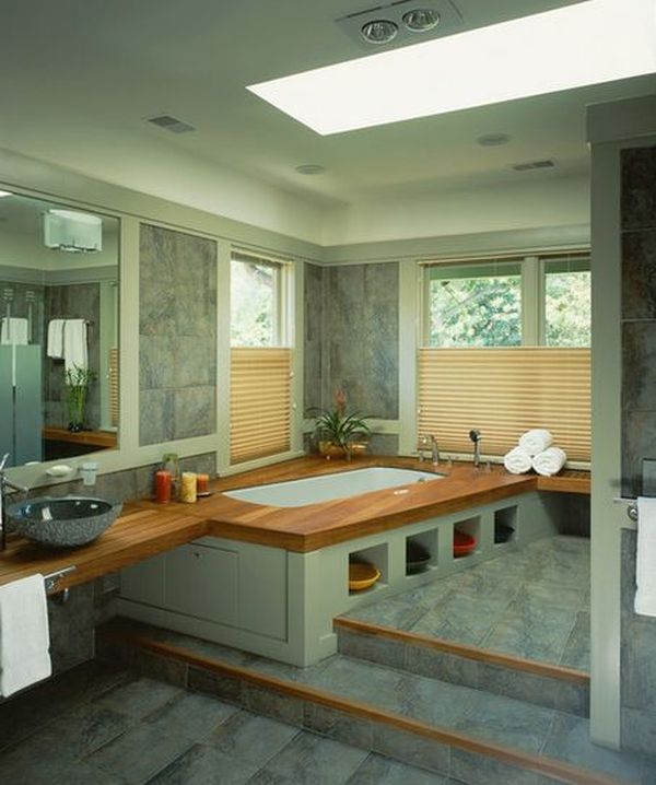 Bathroom design storage under bathtub