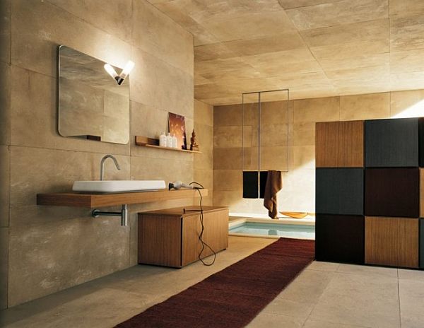 Bathroom with stone walls 600x514