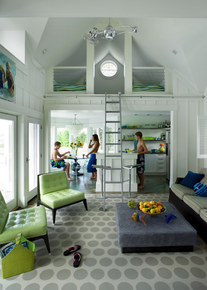 Beach house loft bed stair