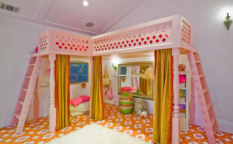 Beautiful little princess bedroom with loft beds
