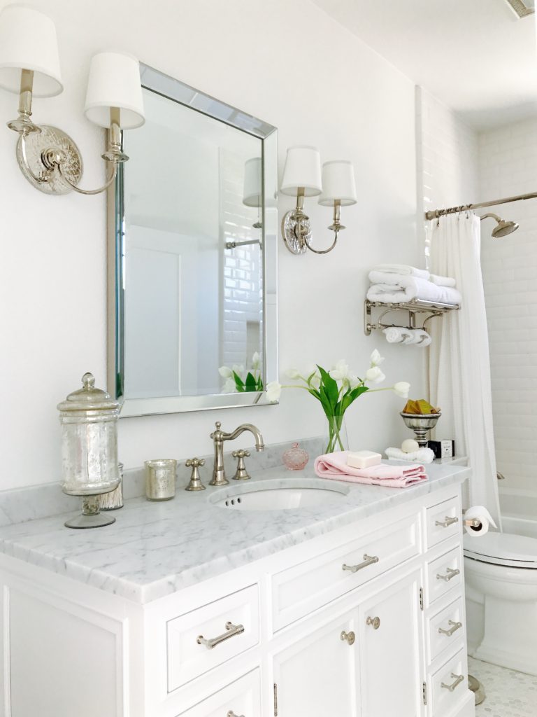 beautiful white powder room