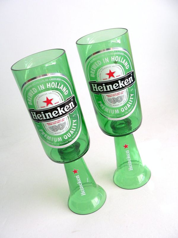 Beer bottle wine glasses