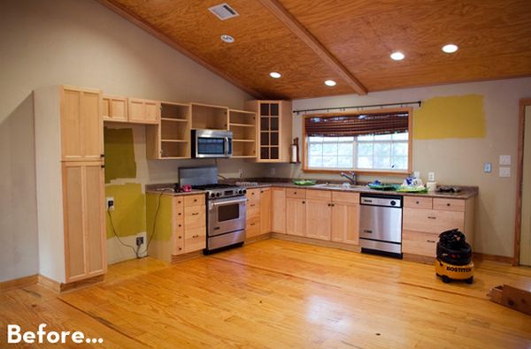 Before after a colorful and eclectic kitchen makeover