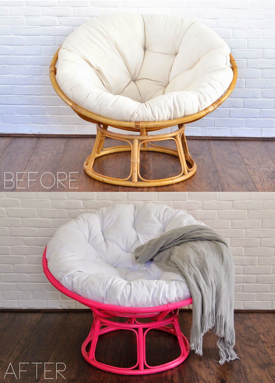 Papasan chair before and after renovation