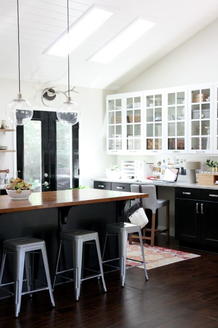 Black cabinets with glass