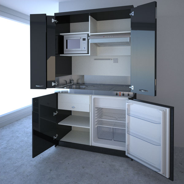 Black high compact kitchen