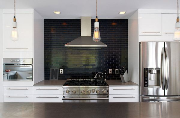 Black kitchen backsplash tiles