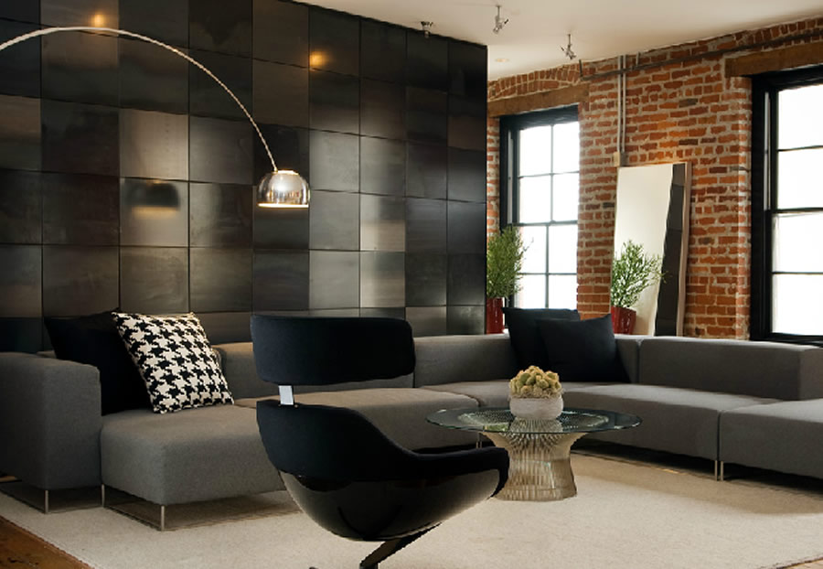 Black living room bachelor design