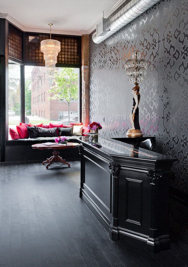 Black salon reception desk