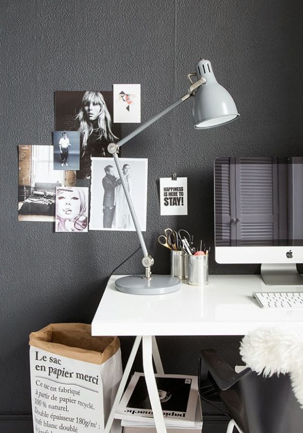 Black white desk nordic