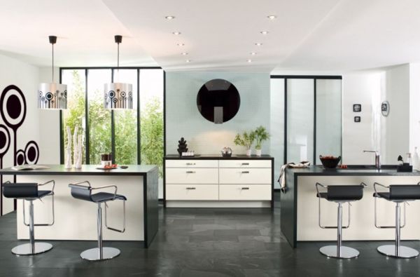 Black white kitchen swivel chairs